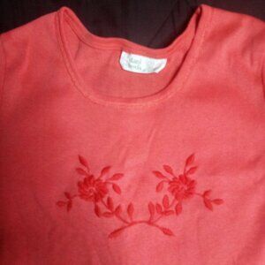 Vintage 70s Dani Lewis Floral Embroidered Top Blouse T-Shirt